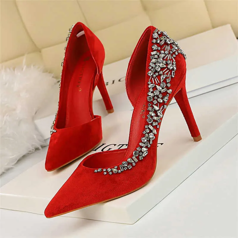 BIGTREE 2021 Frühling Strass Frauen Dünne Fersen Extreme Sexy High Heels Luxus Kristall Pumpen Damen Party Braut Designer Schuhe Y0611