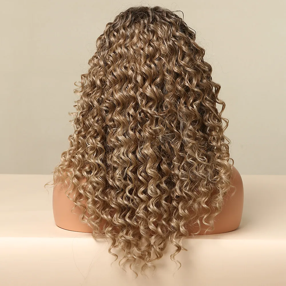 Długa głęboka fala koronka koronkowa przednia peruka syntetyczna peruka do włosów dla czarnych kobiet wstępnie wyrzucona koronkowa peruka z niemowlętą fryzurą