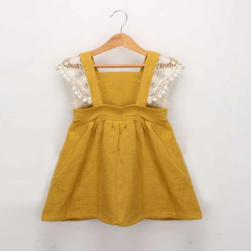 Viagem Princesa Vestidos para Meninas Bordado Lace Vintage Summer Suspender Dress Dress Holiday Children Roupas LT006 210610