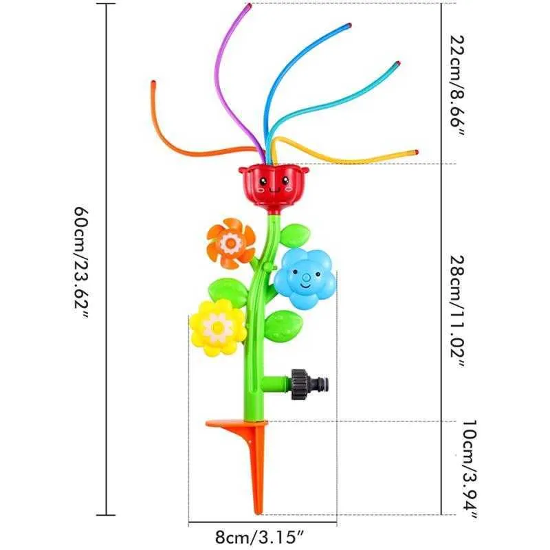 3-w-1 zraszacza plenerowa woda spray dla dzieci basen zabawki obracające dziecko kąpiel lato kwiat 210712