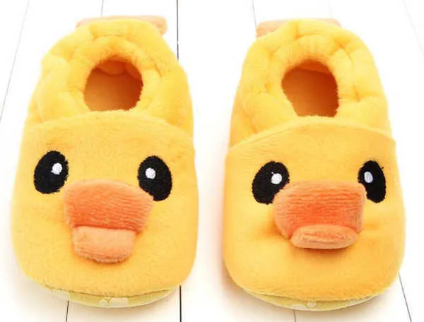 Sandq bébé bottes nouveau-né jaune canards filles chaussures pour bébés Prewalkers berceau antidérapant fourrure 2019 hiver chaud intérieur bébé garçons botte mignon G1023