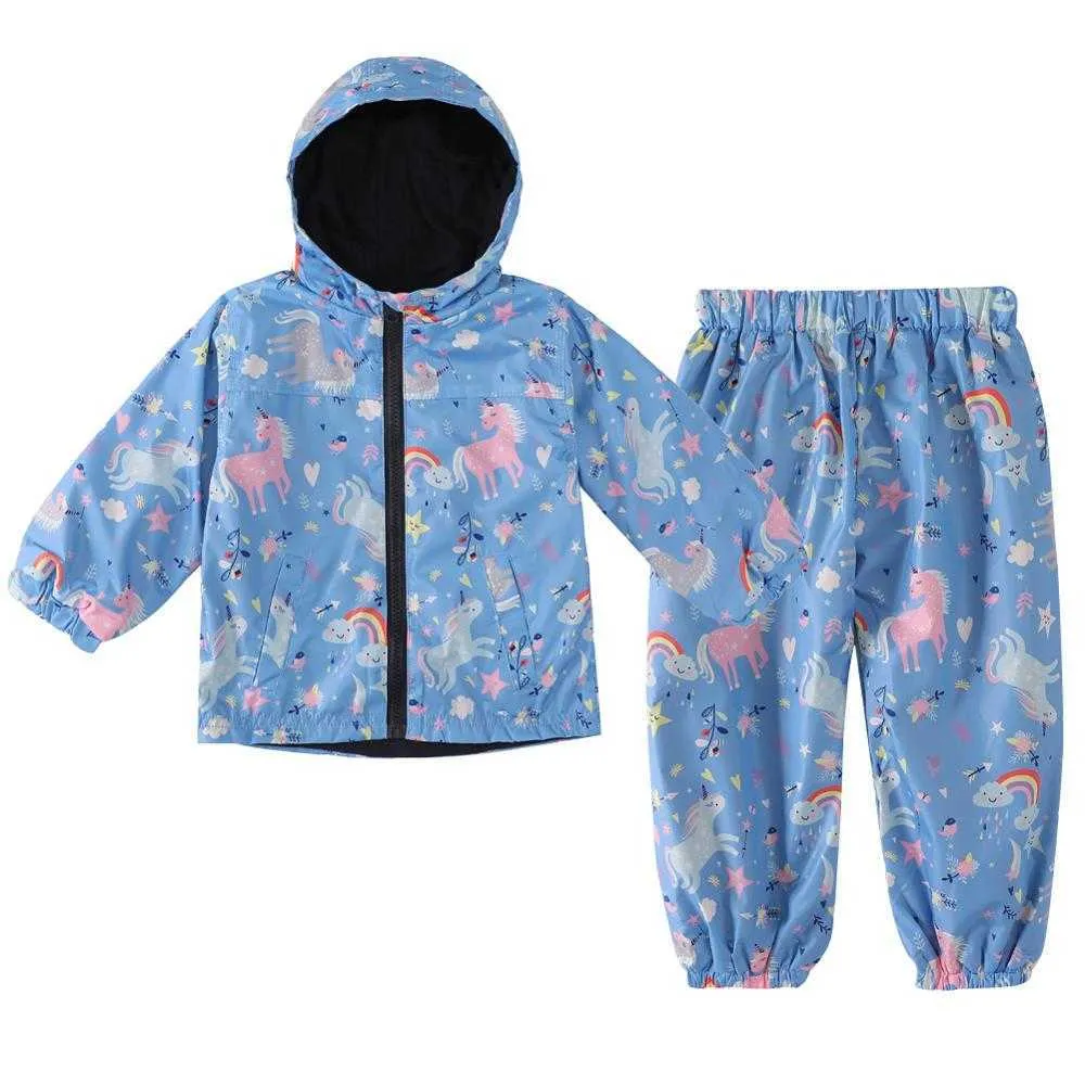 LZH Dzieci Odzież Jesień Zima Dzieci Chłopcy Ubrania Płaszcz Wodoodporny Dinozaur Płaszcz + Pant Outfit Suit Dla Dziewczyn Ustawia 211025
