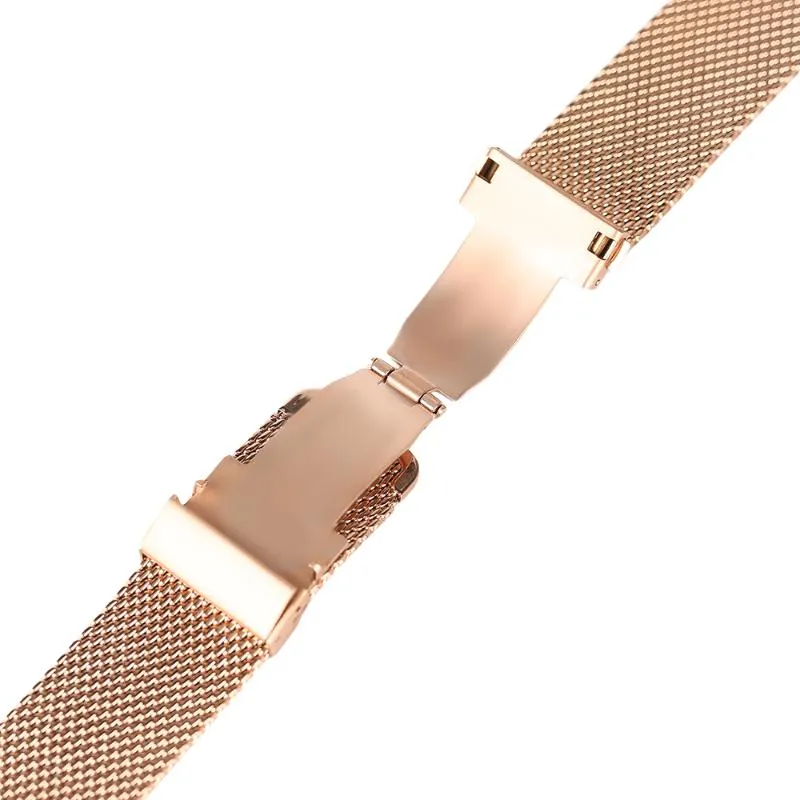 Watch Bands Rose Gold 18 20 22mm Band Mesh Stainless Steel Strap Fold Over Clasp WristWatches Replacement Bracelet Cinturino Orolo239V