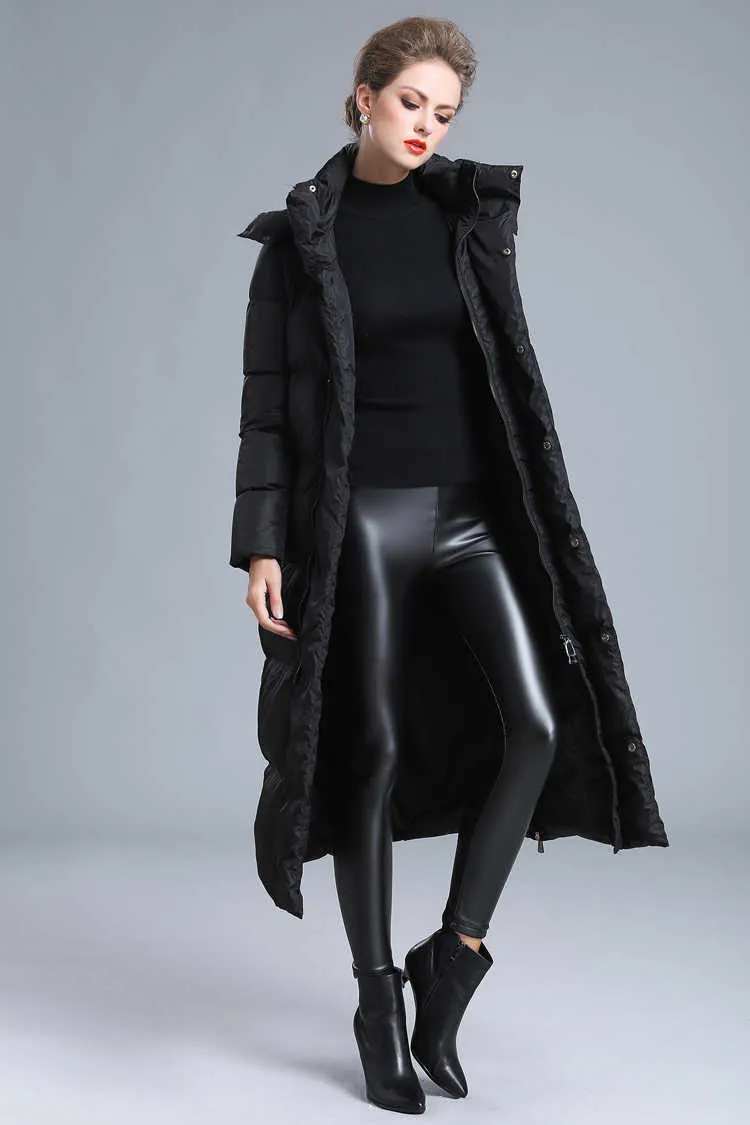 Women's winter clothing puffer zipper down coat big size 4XL black gray navy blue thick warm large long jacket 211013