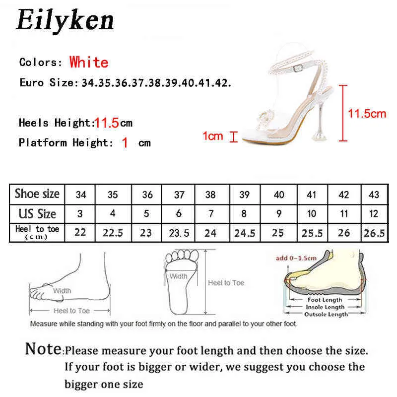 Eilyken Femmes Gladiator Sandales Chaussures Sexy String Blanc Perle Haute Talons Summer Party Robe Boucles Taille Taille 42 211230
