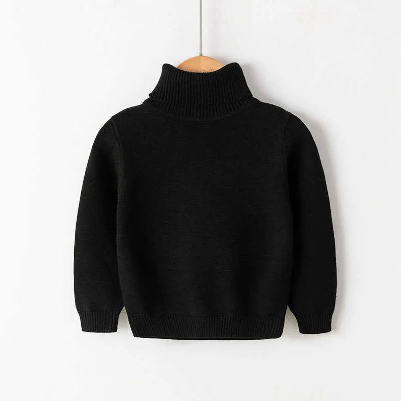 2021 Nya tröjor för baby flicka pojke höst vinter barn hoppare stickad pullover turtleneck varm ytterkläder barn casual tröja y1024