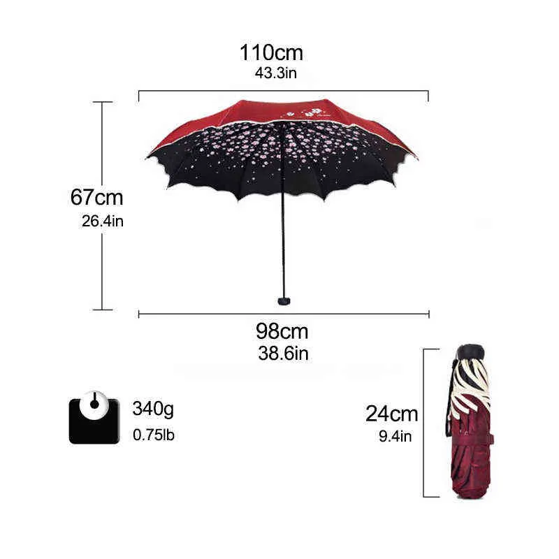 Fleur Parapluie Pluie Femmes Mode Full Blackout Couleur Flash Arc Princesse Parapluies Femme Parasol Creative Cadeau De Mariage 211124