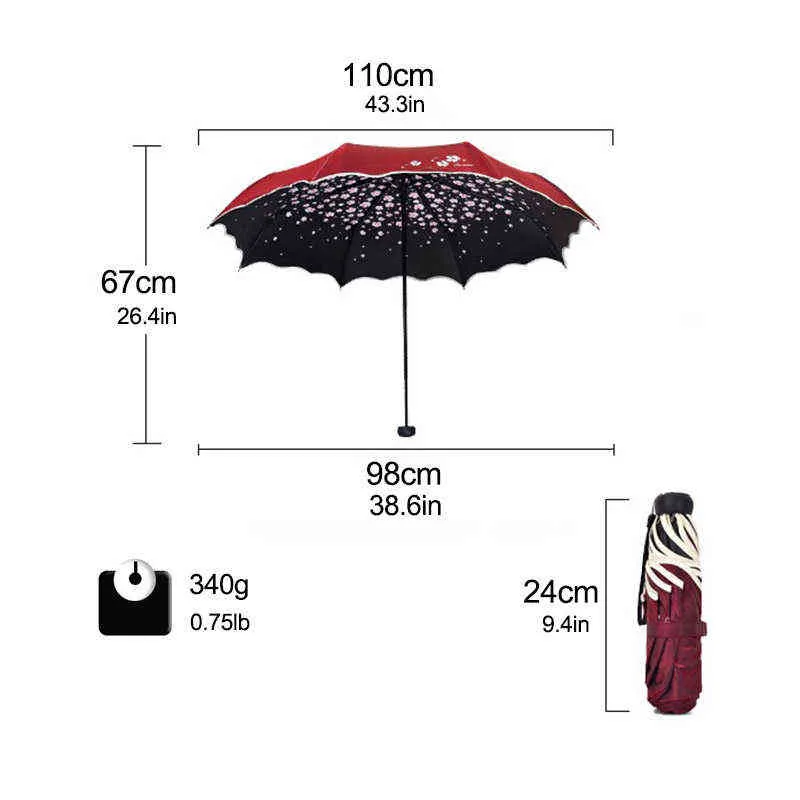 Flower Umbrella Rain Women Fashion Full Blackout Color Flash Arched Princess Umbrellas Female Parasol Creative Gift Wedding 211124