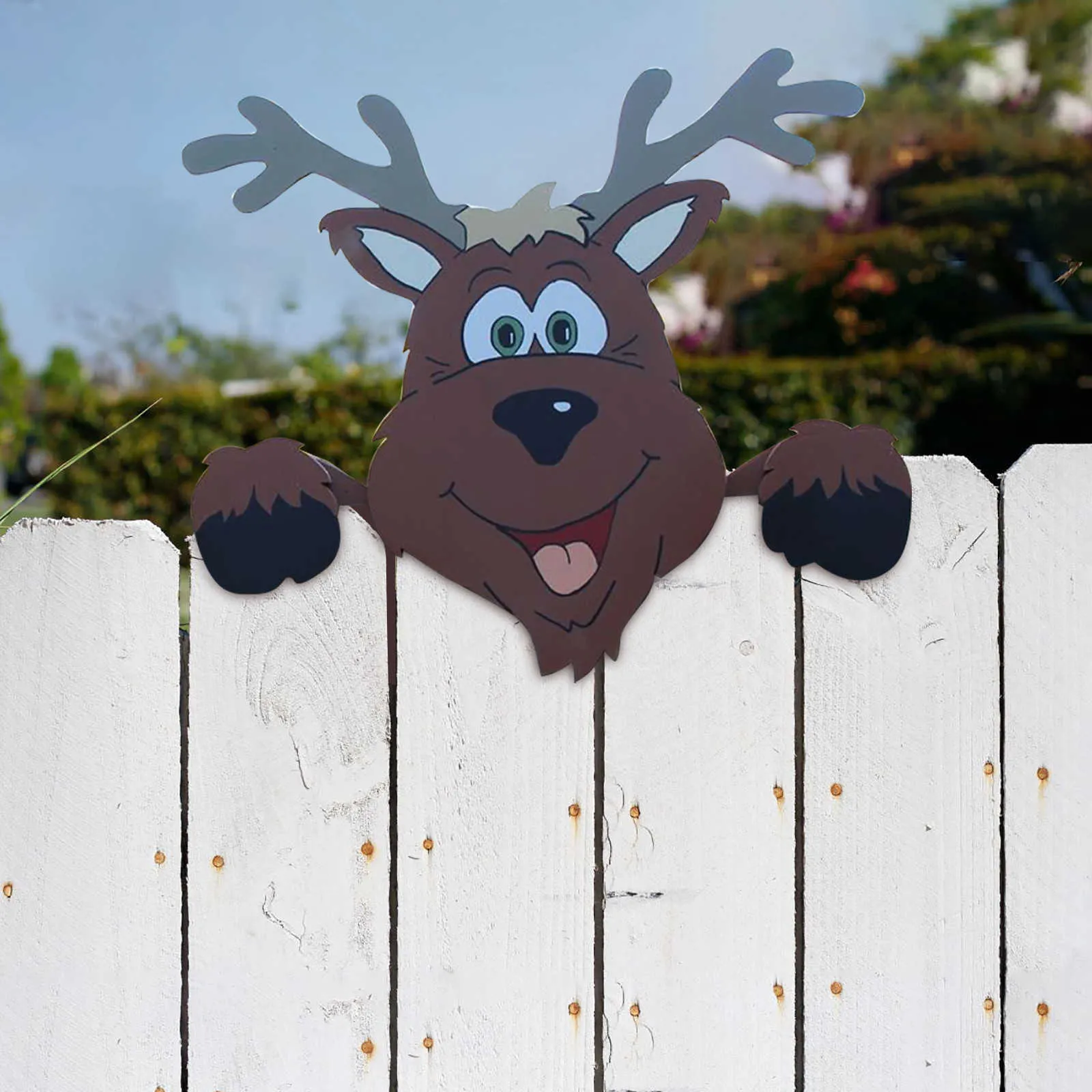 Animal Fence Cartoon Elk Peeker Christmas Decoration Outdoor Festivity To The Occasion Creative Festives Ornament P0828