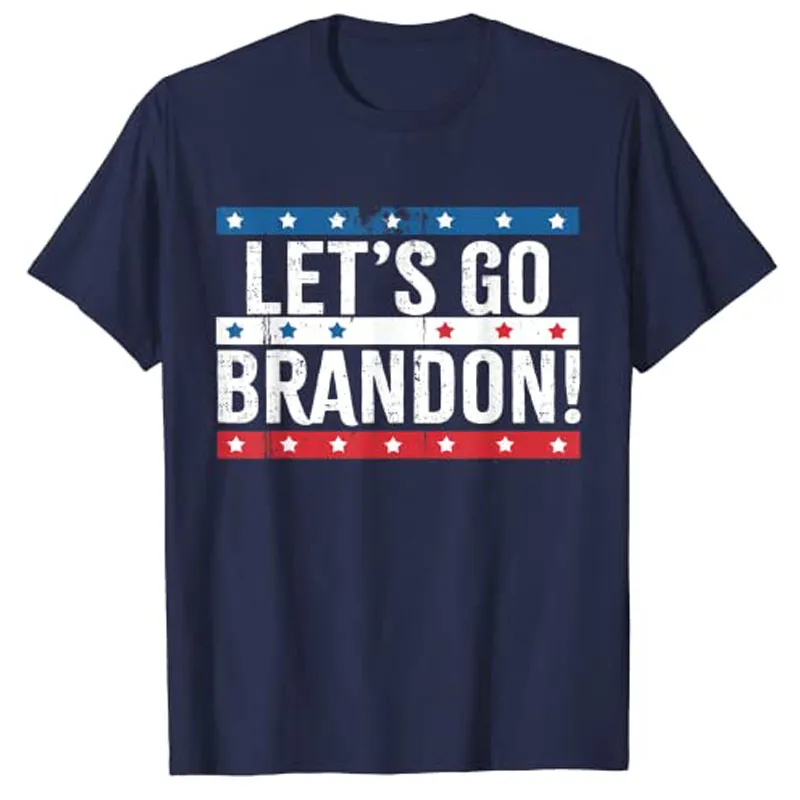 Lets Go Brandon Us Flag Colors Vintage T-Shirt Herren Kleidung Grafik T-Shirts BO29
