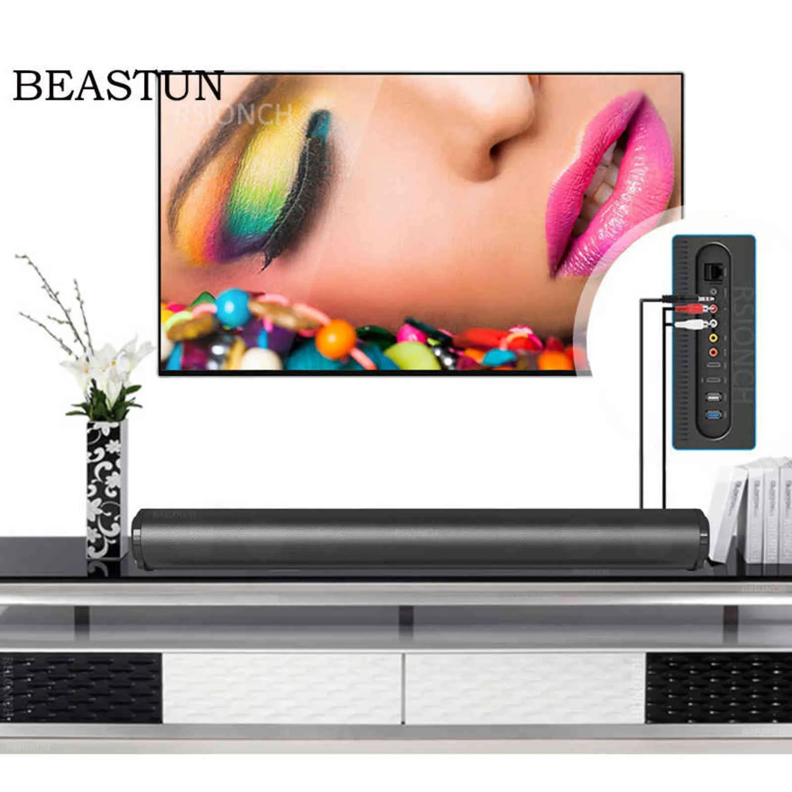 Spalte leistungsstarker Heimkino-TV-Soundbar-Lautsprecher, kabelgebunden, kabellos, Bluetooth-Surround-Soundbar für PC, TV, Außenlautsprecher, Fernbedienung H1111