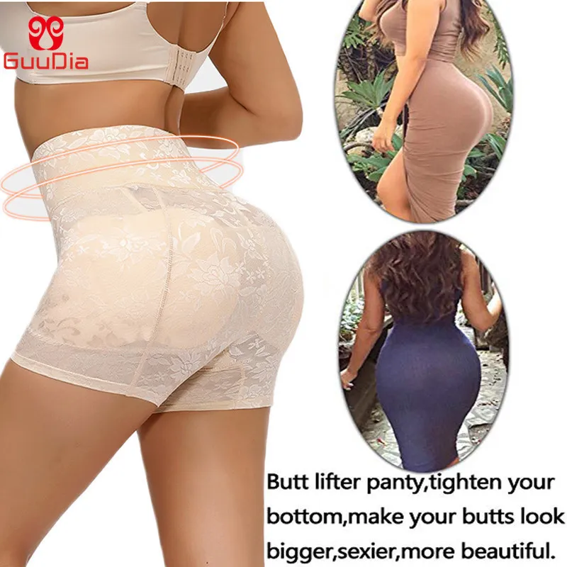 GUUDIA Allenatore a vita alta Mutandine modellanti il corpo Mutandine imbottite culotte Butt Lifter Rinforzatore l'anca Cintura spessa Pizzo Shapers Donna 220307