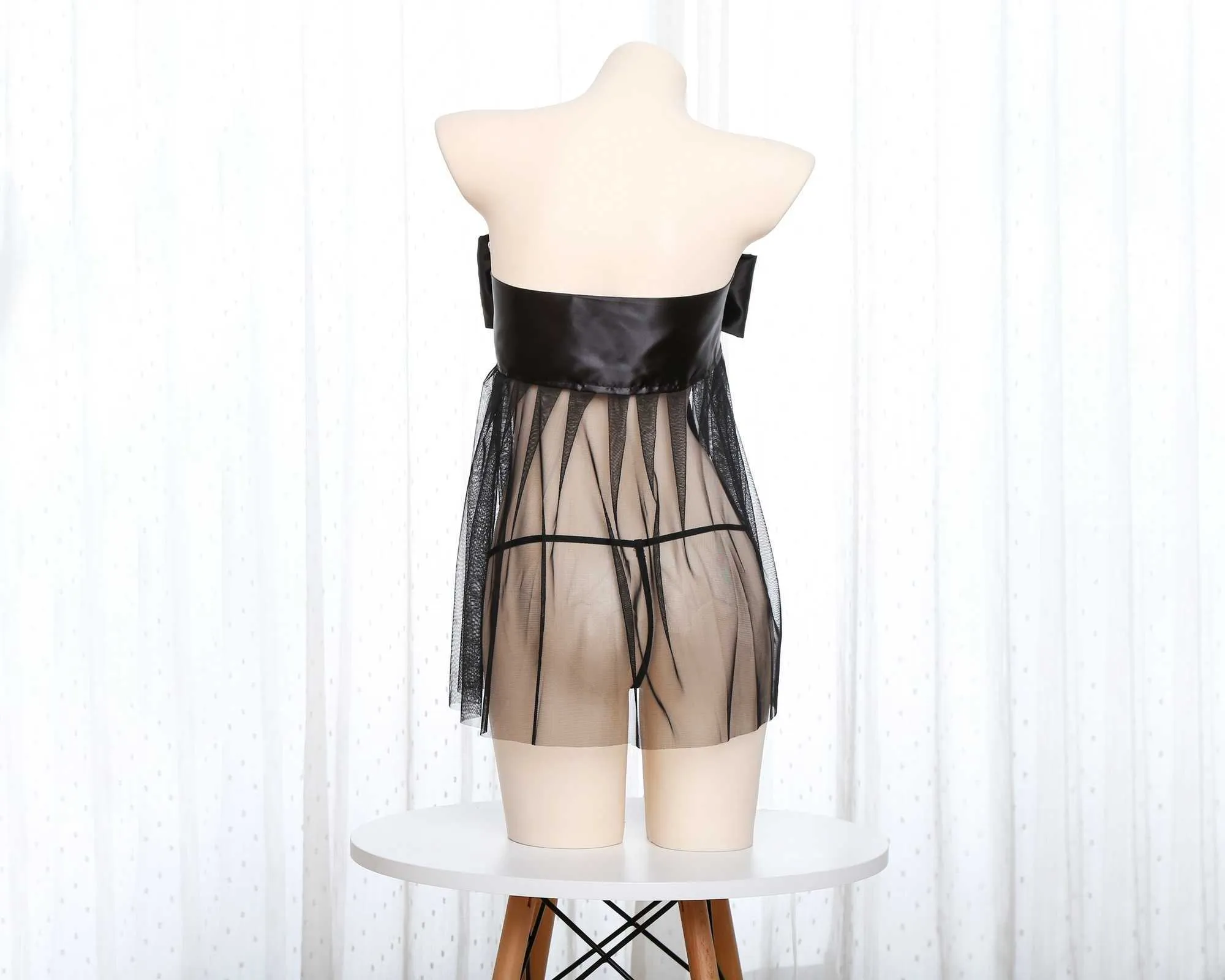 New Sexy Net Yarn Prospective tube top Lingerie Body Suit donna Costumi da bagno interi Set Cosplay Y0913