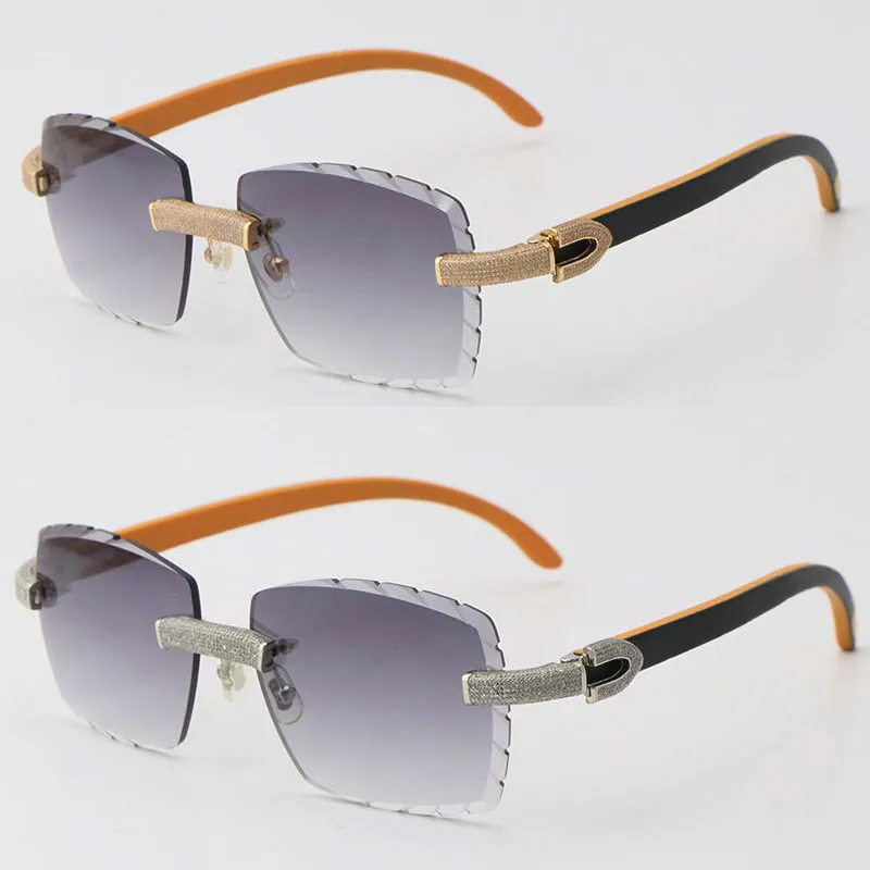 2022 nuovi occhiali da sole da donna uomo senza montatura in metallo mix di legno originale set di diamanti micro-pavimentati occhiali da sole donna guida maschile e femminile F293m