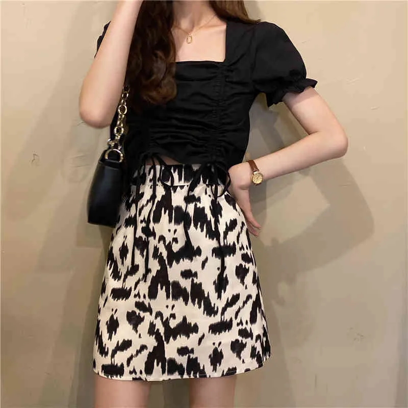 Vache imprimer été Mini jupes femmes taille haute coréen Vintage Clubwear jupes crayon chaîne a-ligne Harajuku Streetwear 2020 X233 X0428