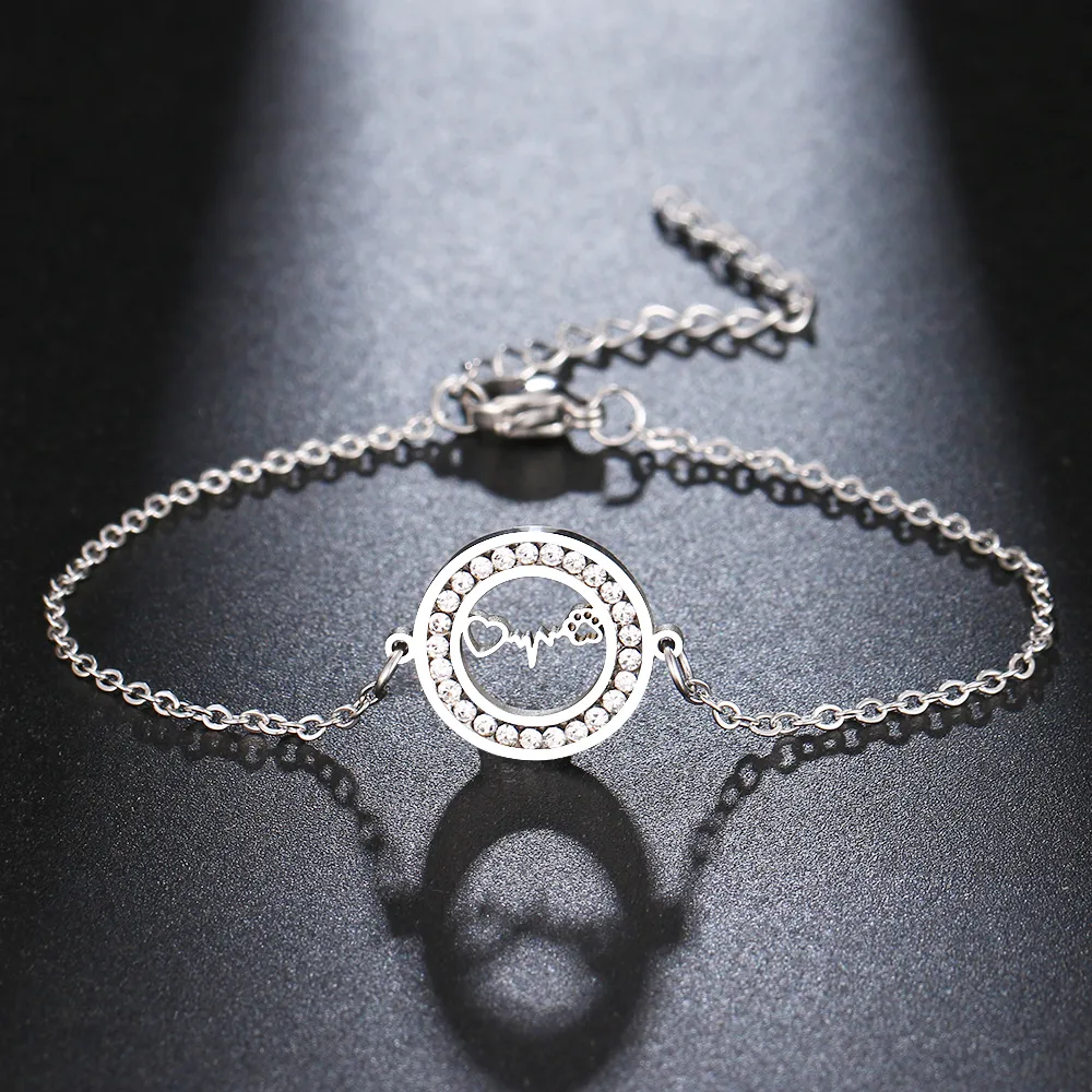 Bracelet en cristal pour femmes en acier inoxydable bracelets rondes Cadeaux Couleurs de couleur Bijoux