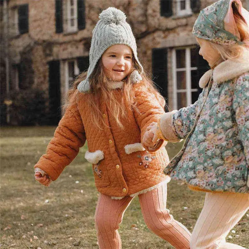 EnkeliBB hermoso estilo Vintage niños niñas invierno Jumer patrón de flores suéteres de punto niño niña Tops 211201