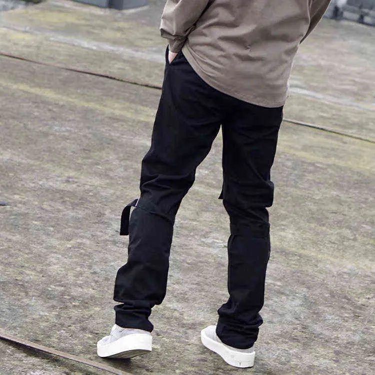 Elegante 2021 Jerry Lorenzo Temporada 7 Drawstring Harajuku Streetwear Calças de Carga para Homens Fita Corredores Homens Calças Masculinas Hip Hop H1223