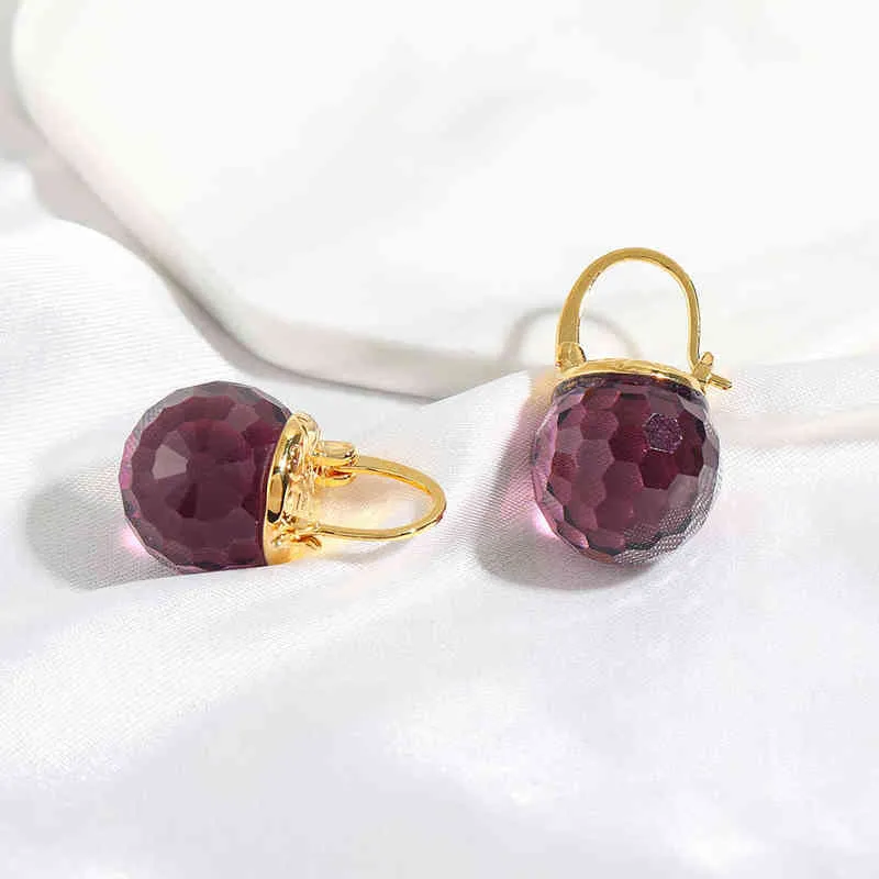 Vanssey Luxury Fashion Jewelry Purple Austrian Crystal Ball Heart Drop Earrings Women for Women 2201199769308