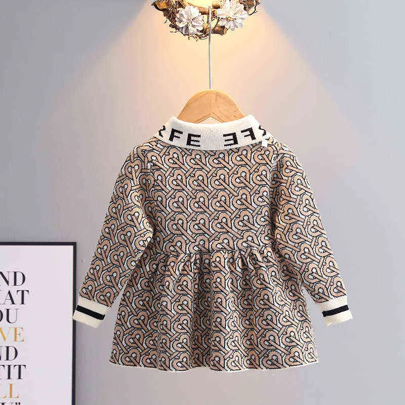 Autunno Inverno Ragazza Maglioni Principessa Bambini Bambini Bambini Panno Pullover Dolci Credenze Lavorate a Maglia Maglione Arco 1-5 anni 211104