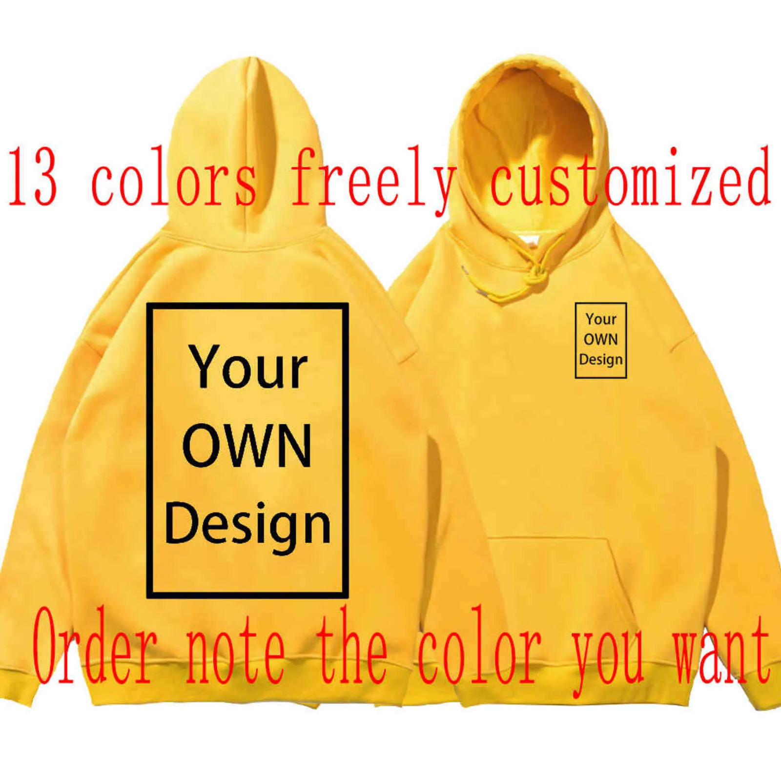 Votre PROPRE Conception Marque / Image Personnalisée Hommes Femmes DIY Hoodies Sweat Casual Sweat À Capuche Vêtements 13 Couleur Lâche Mode Nouveau 2021 Y211118