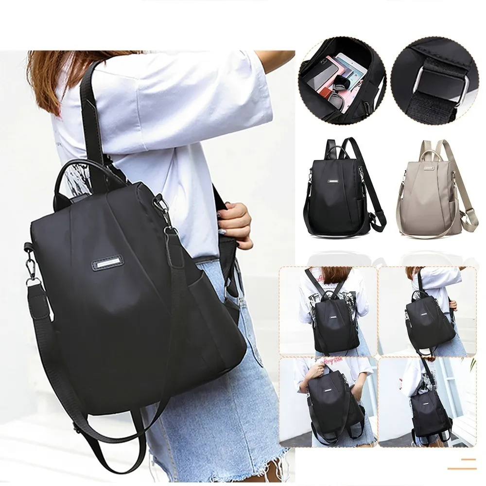 Kvinnor Anti-stöld reser ryggsäck Portable Waterproof Schoolbag Girls Casual Nylon Lager Capacity Shoulder Bag Ladies Fashion221J