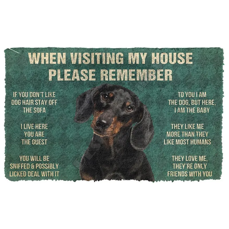 3D Please Remember Dachshunds Dog's House Rules Doormat Non Slip Door Floor Mats Decor Porch 220301
