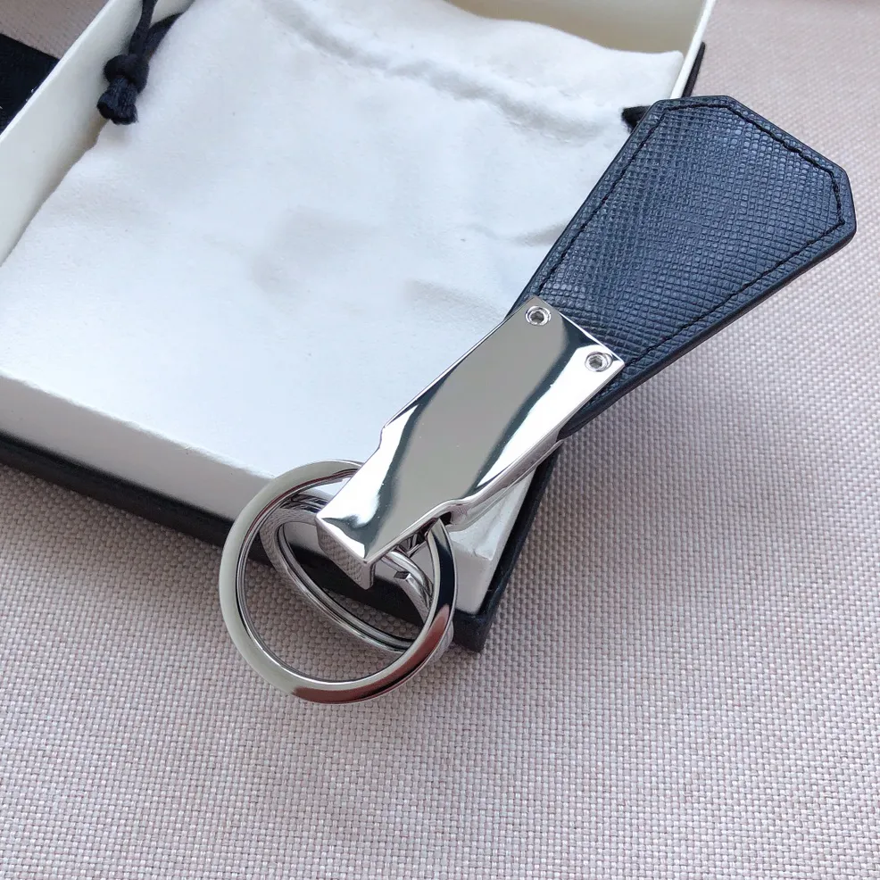 Porte-clés classique de luxe de styliste, en acier fin, chaîne de veau à deux couches avec impression croisée, cadeau supérieur 214R