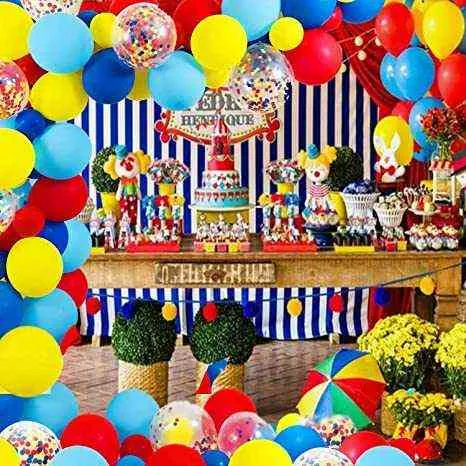 Circus Balloons Garland Red Yellow Blue Confetti Balloon Arch for Carnival Baby Shower Wedding Birthday Party Decor 211216