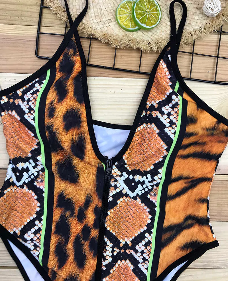 Tiger Print sexy Zipper Bikini Tiger Print sexy Zipper Bikini