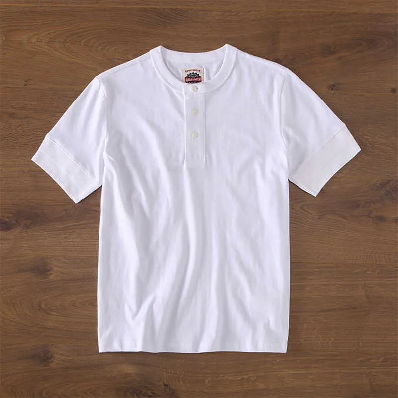 Japonais Harajuku Vintage à manches courtes col Henley t-shirt pour hommes urbains garçons Streetwear décontracté grande taille 210629