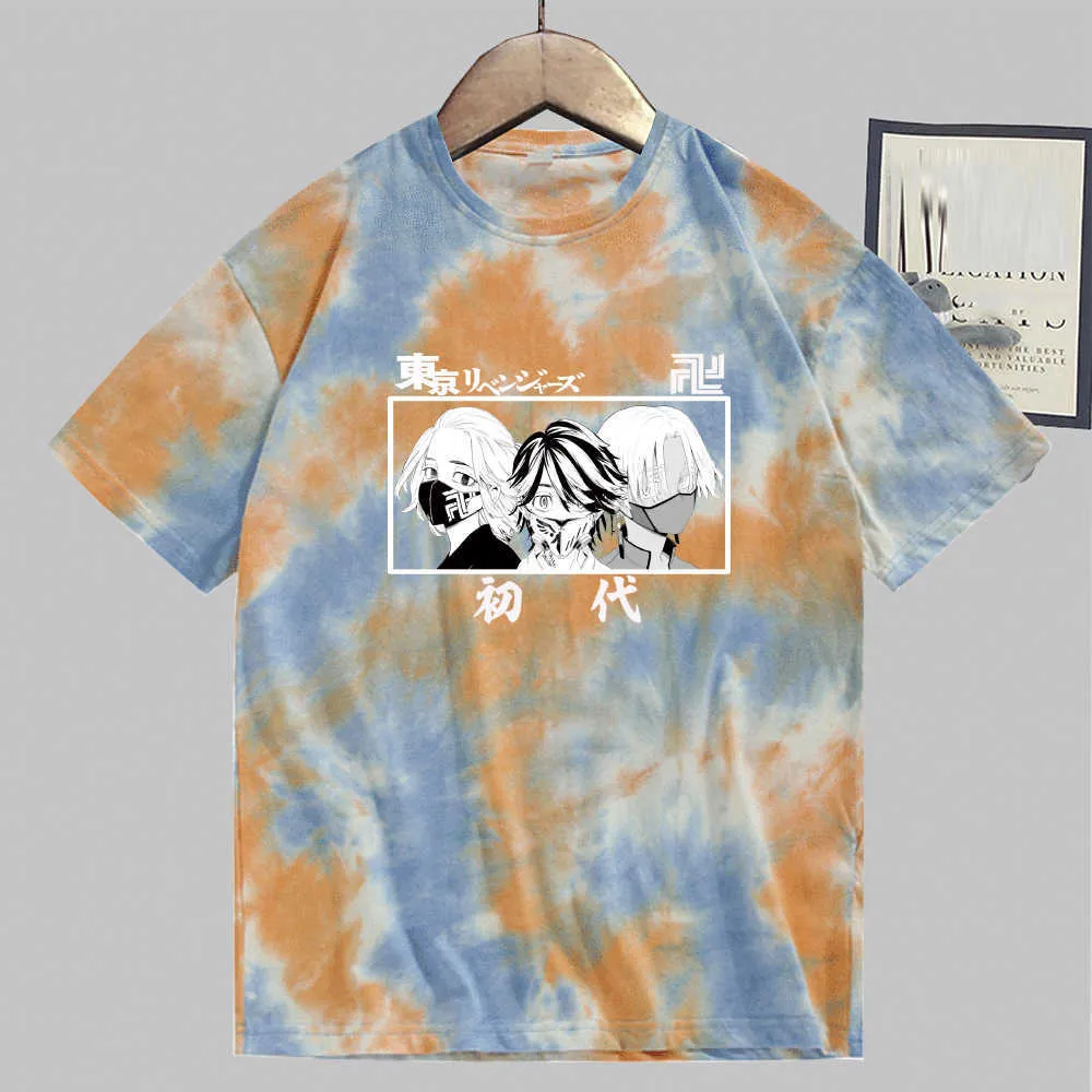 Tokyo Revengers Stampa Moda Manica Corta O-Collo Tie Dye T-Shirt Unisex Y0809