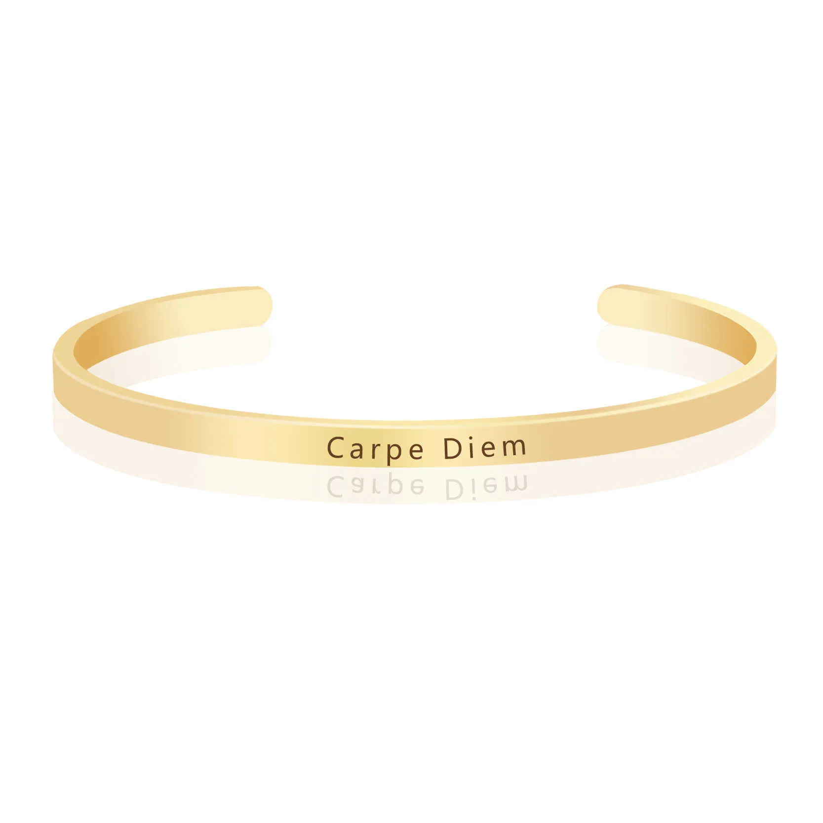 Carpe Diem Inspirational Positive Cuff Bracelet Engraved Quote Bangles Unique Personality Gift for Friend and Family Q0719