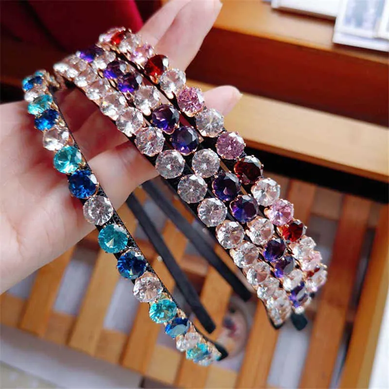 Kadın Hairbands Lüks Rhinestone Şapkalar Orijinal Tasarım El Yapımı Mor Mavi Vintage Kafa Moda Kızlar Saç Aksesuarları X0722