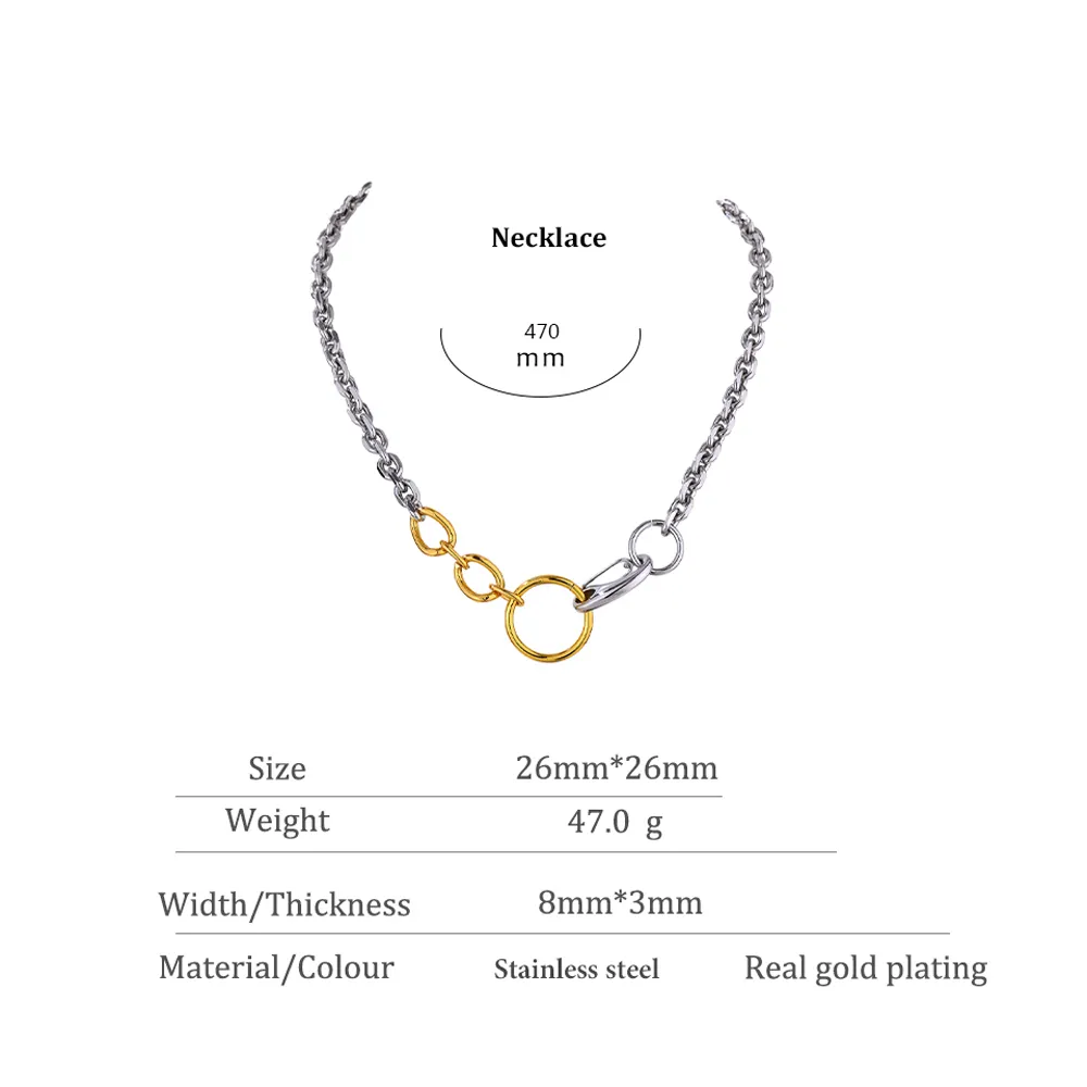Collier de créateur bijoux de luxe en acier inoxydable en métal minimaliste 2021 18 K Mélange de chaîne Couleur Choker Texture Punk Déclaration Gift7740033