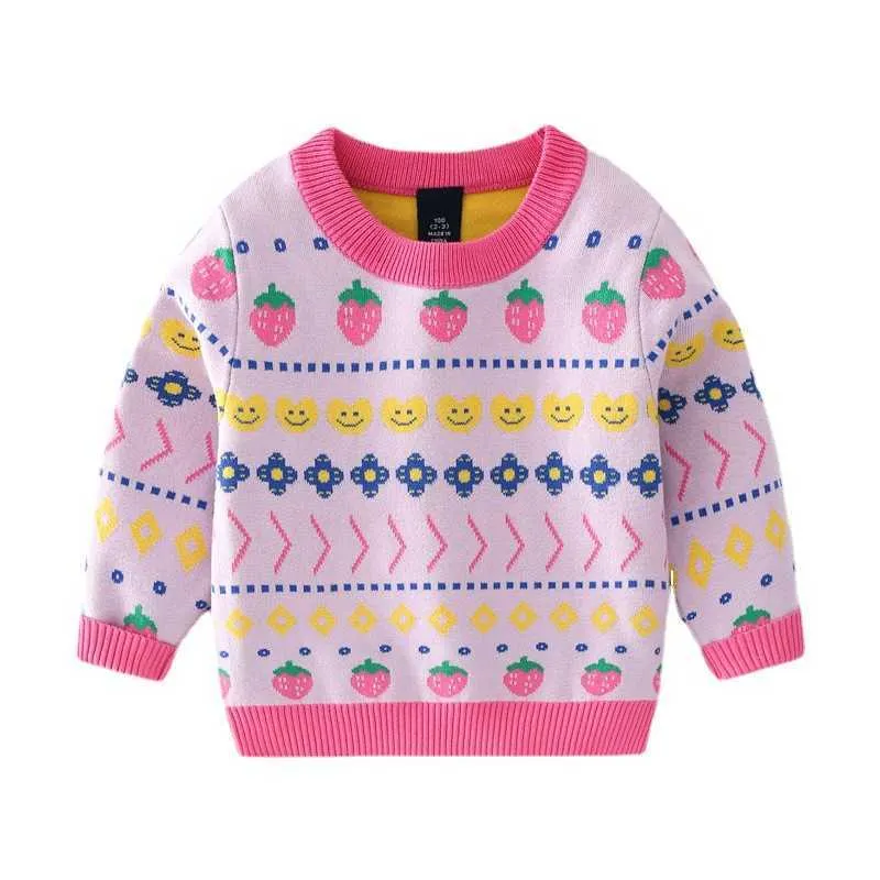 2-7t criança criança meninas roupas outono inverno quente pulôver top manga longa camisola bonito moda dupla camadas de malha malha knitwear y1024