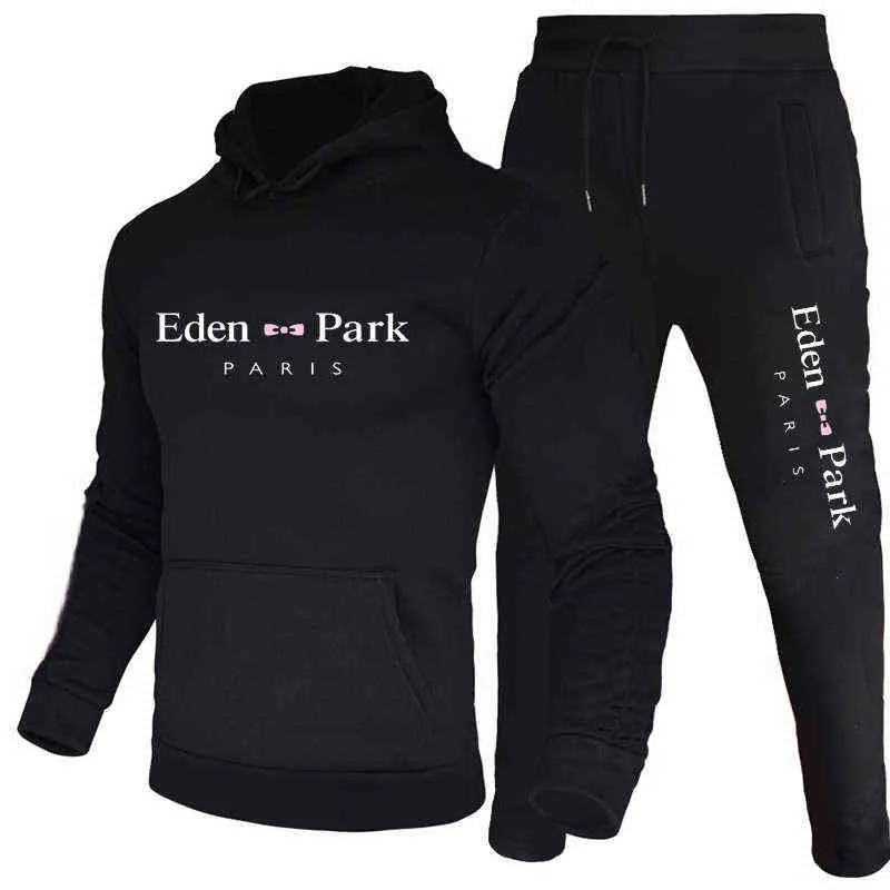 Ensemble 2 pièces imprimé Eden pour homme, sweat à capuche, pantalon de survêtement, décontracté, chemise de sport, marque, vêtements de sport, taille 2021, hiver, S-4253q