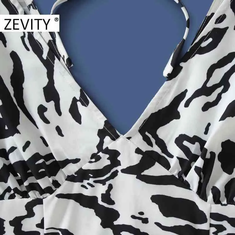 Femmes sexy col en V texture animale imprimé gilet sans manches mini robe dame léopard robe chic ourlet plis robes DS4521 210420