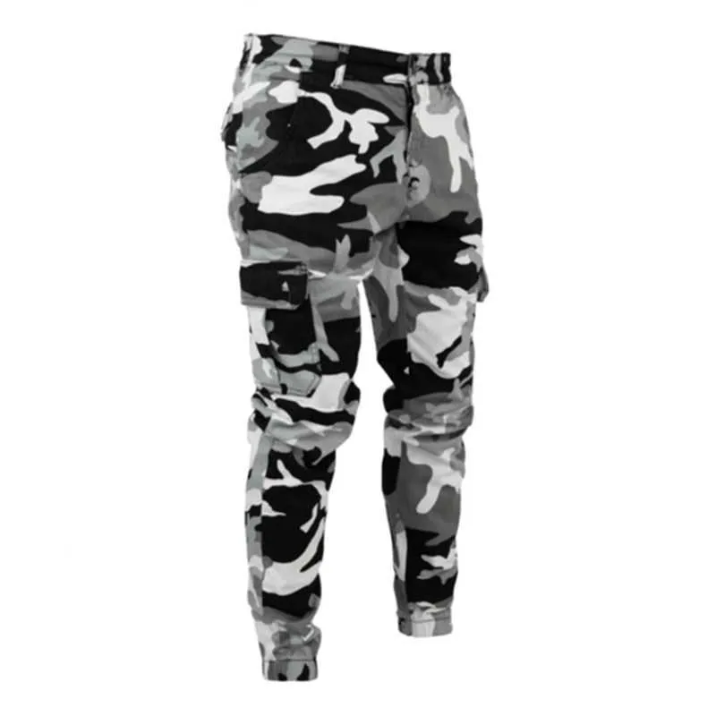 Men's Camouflage Tight Pencil Jeans 2021 New Style Slim Fit Elastic Zipper Pocket Jeans Casual Hip Hop Joggers Pants X0621