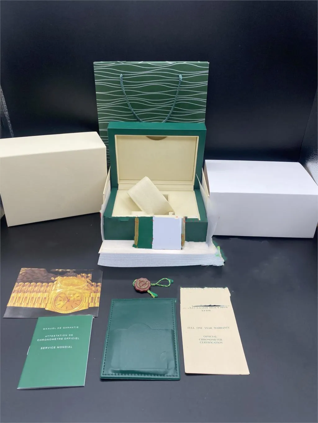 Caja de reloj verde oscuro de calidad, caja de regalo para relojes SOLEX, etiquetas y papeles para tarjetas, folletos en inglés, cajas de relojes suizos, Top 192K