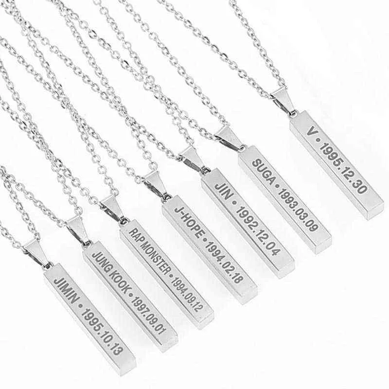 Collana KPOP Bangtan Ragazzi Jimin JIN J-Hope Suga Ciondolo in acciaio Catena Ali Accessori Gioielli 2021 G1206