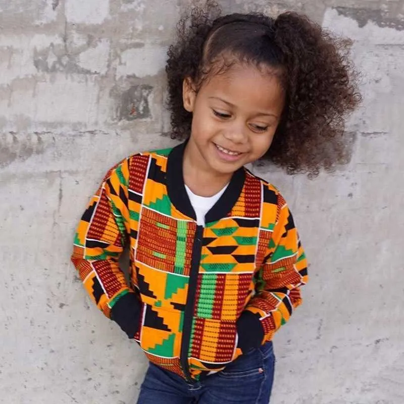 European och American Boys Girls Clothing African Boho Style Printed Shirt Zipper Jacket Barnens 210528