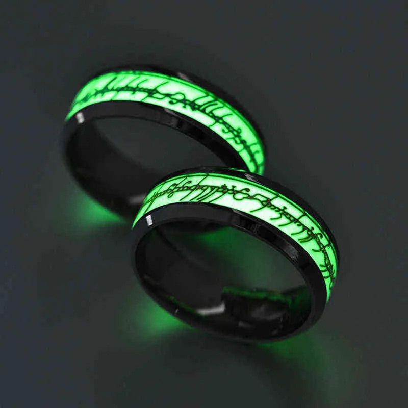 Mode roestvrijstalen lichtgevende vingerring voor vrouwen klassieke vrouwenletters gloeiende ring mode-sieraden accessoires G1125