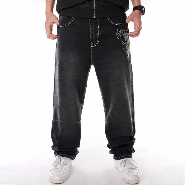 Tendance hommes Hip-hop Jeans Street Dance vêtements lavé ample Skateboard pantalon grande taille