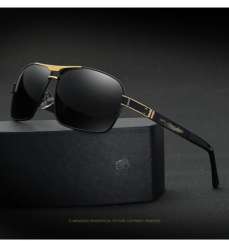 Męskie okulary przeciwsłoneczne Square Mody Design Luxury Spolaryzowane Okulary Słońca Lustro jazdy kierowcy