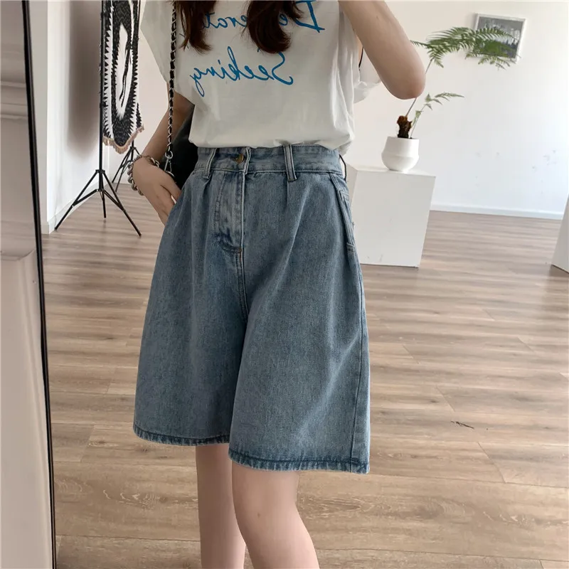 Kobiety Lato Moda Denim Spodenki Vintage Wysoka Talia Harajuku Kobieta Krótkie Dżinsy Mujer 210515