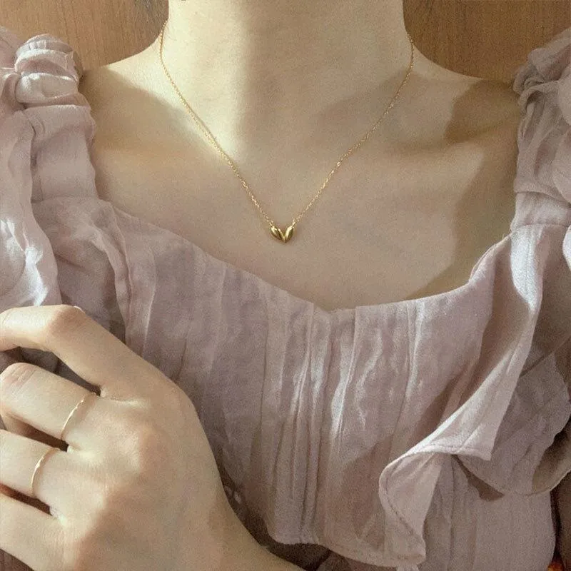 Hänghalsband minar unik design liten oregelbunden kärlek hjärthalsband för kvinnor flickor guld silver färg tunna kedja smycken272h