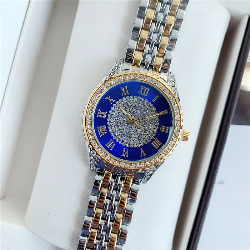 Marke Uhren Frauen Mädchen Schöne Kristall Diamant Stil Metall Stahl Band Quarz Armbanduhr X198316z