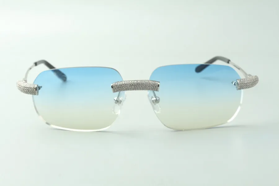 Designerskie okulary przeciwsłoneczne 3524024 z mikrourkowanymi diamentowymi drutami metalowymi nogami okularami Diak S rozmiar 18-140 mm307f