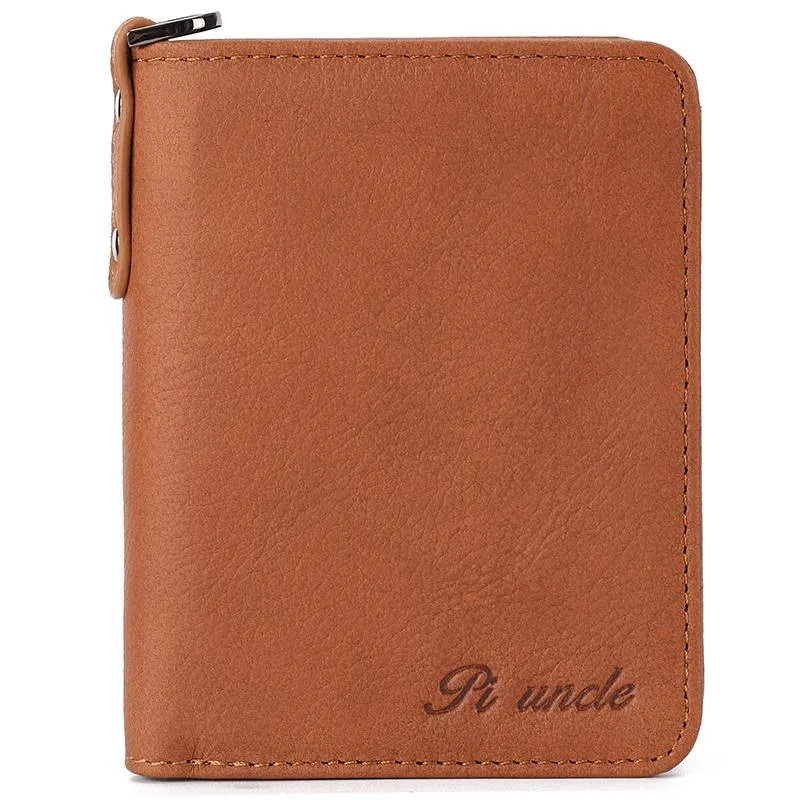 Wallets PI UNCLE Card Holder Ladies Leather Clutch Bag Men Short Wallet Multi-Card ID Anti-Theft Brush Fashion Case332a